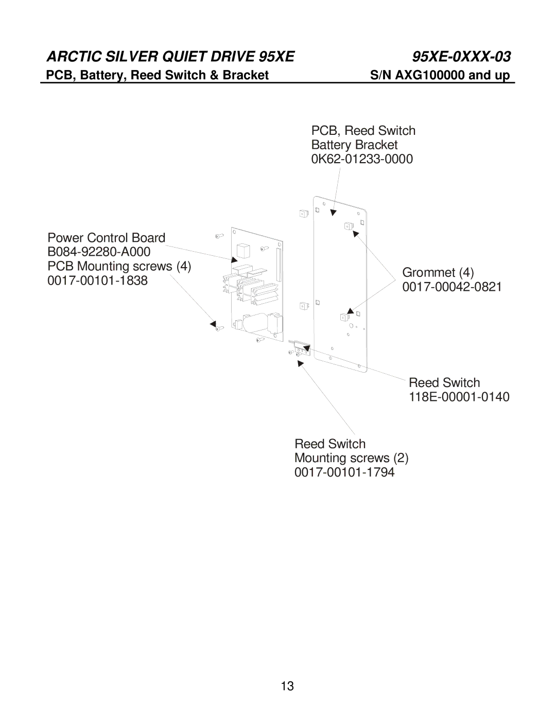 Life Fitness Cross-Trainer manual PCB, Battery, Reed Switch & Bracket 