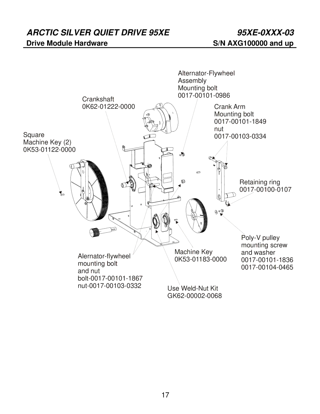 Life Fitness Cross-Trainer manual Drive Module Hardware AXG100000 and up 