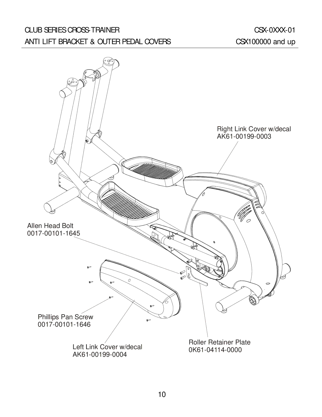 Life Fitness CSX-01 manual CSX100000 and up 