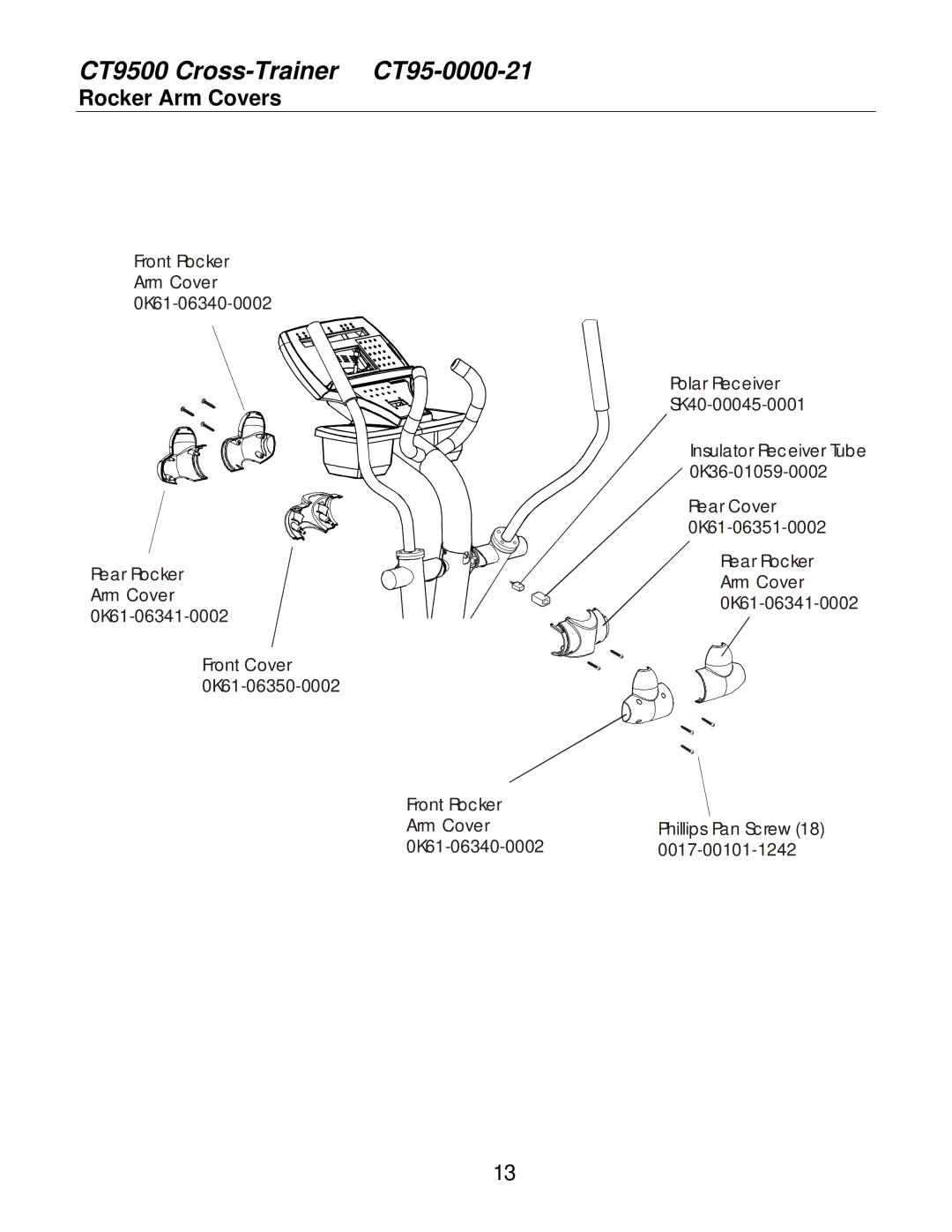 Life Fitness CT95-0000-21 service manual Rocker Arm Covers 