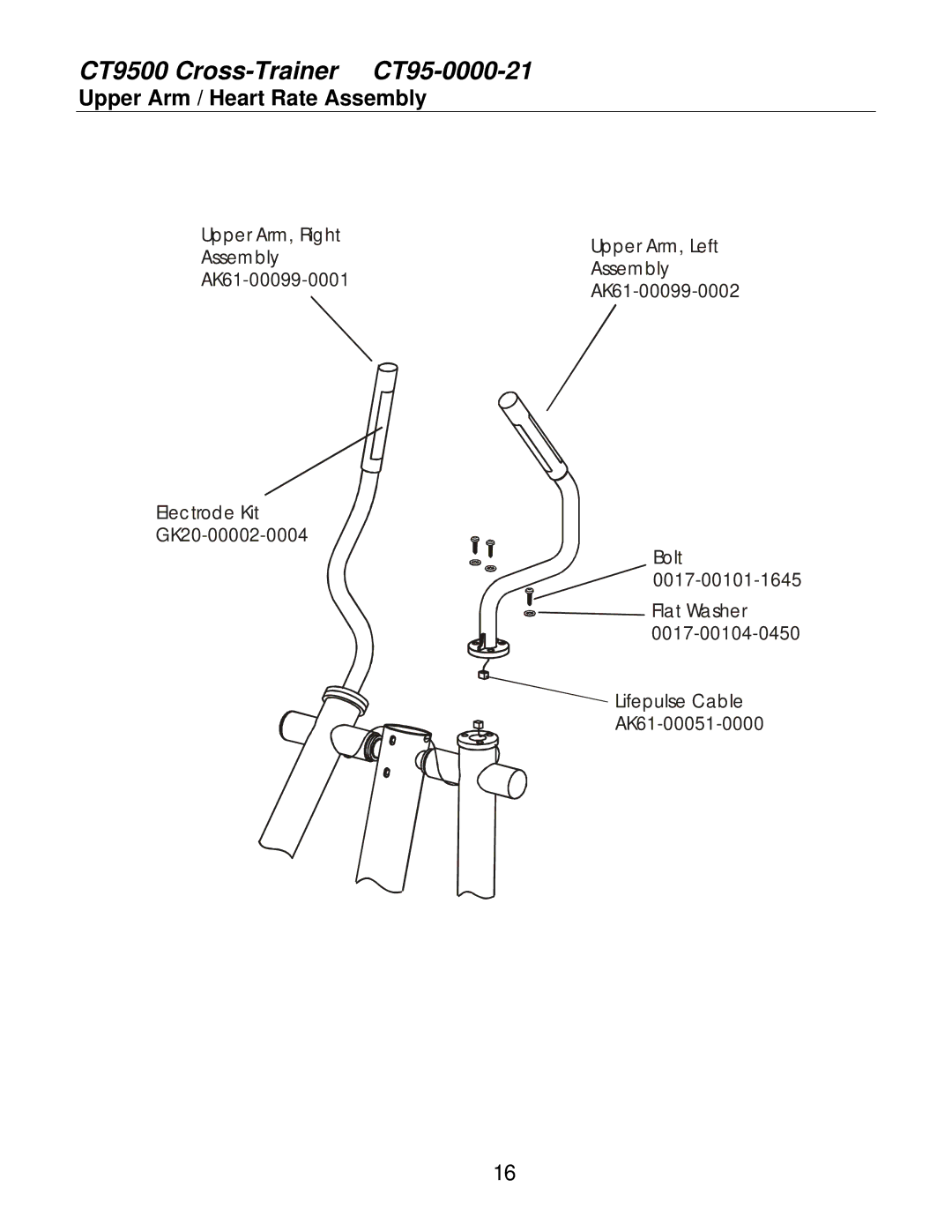 Life Fitness CT95-0000-21 service manual Upper Arm / Heart Rate Assembly 