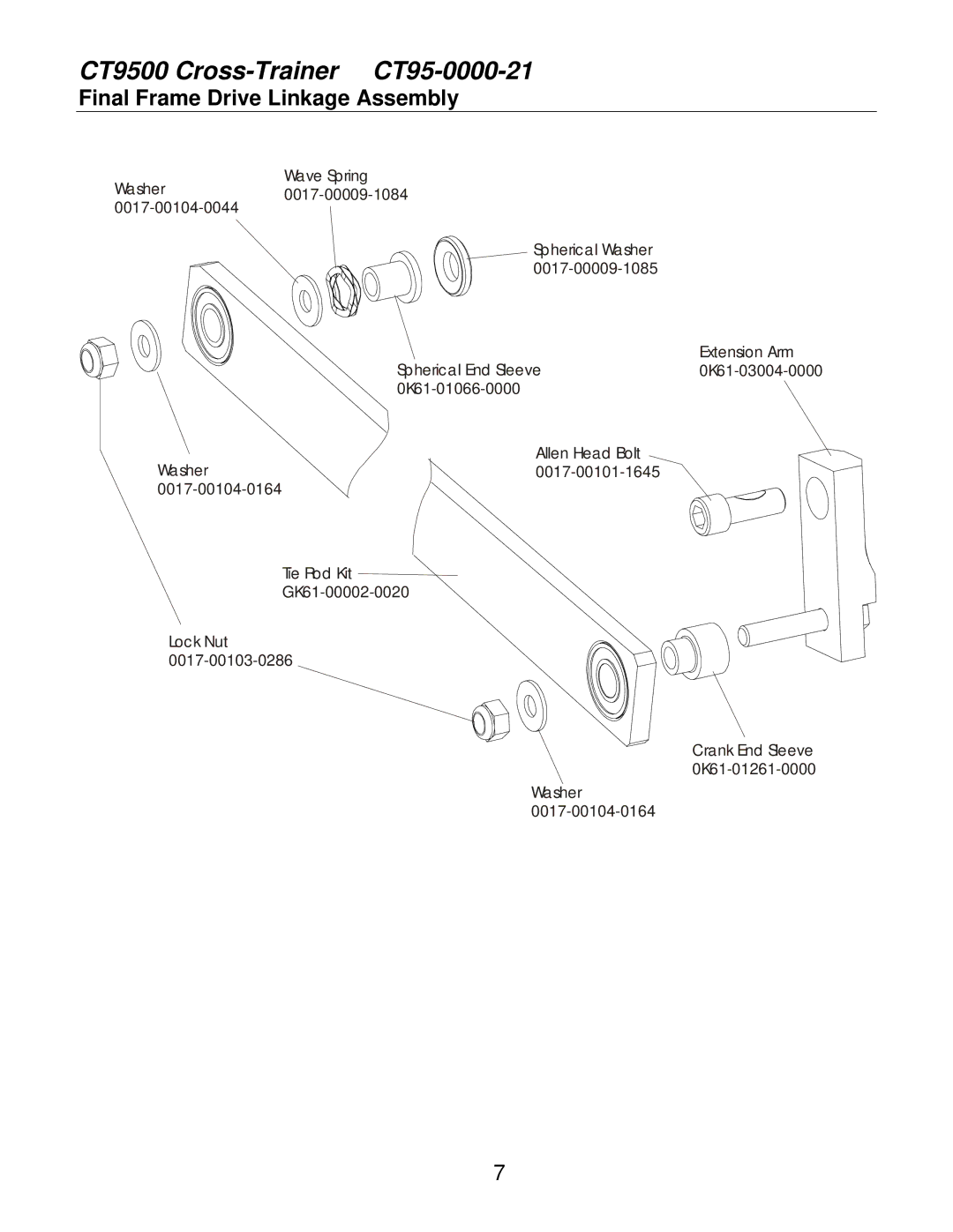 Life Fitness CT95-0000-21 service manual Final Frame Drive Linkage Assembly 