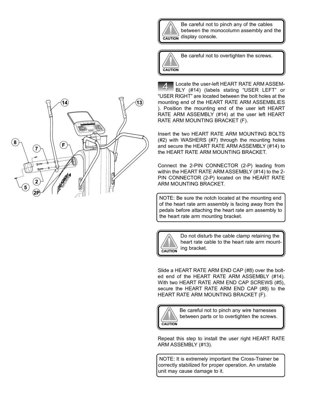 Life Fitness CT9500 installation manual Heart Rate ARM Mounting Bracket F 