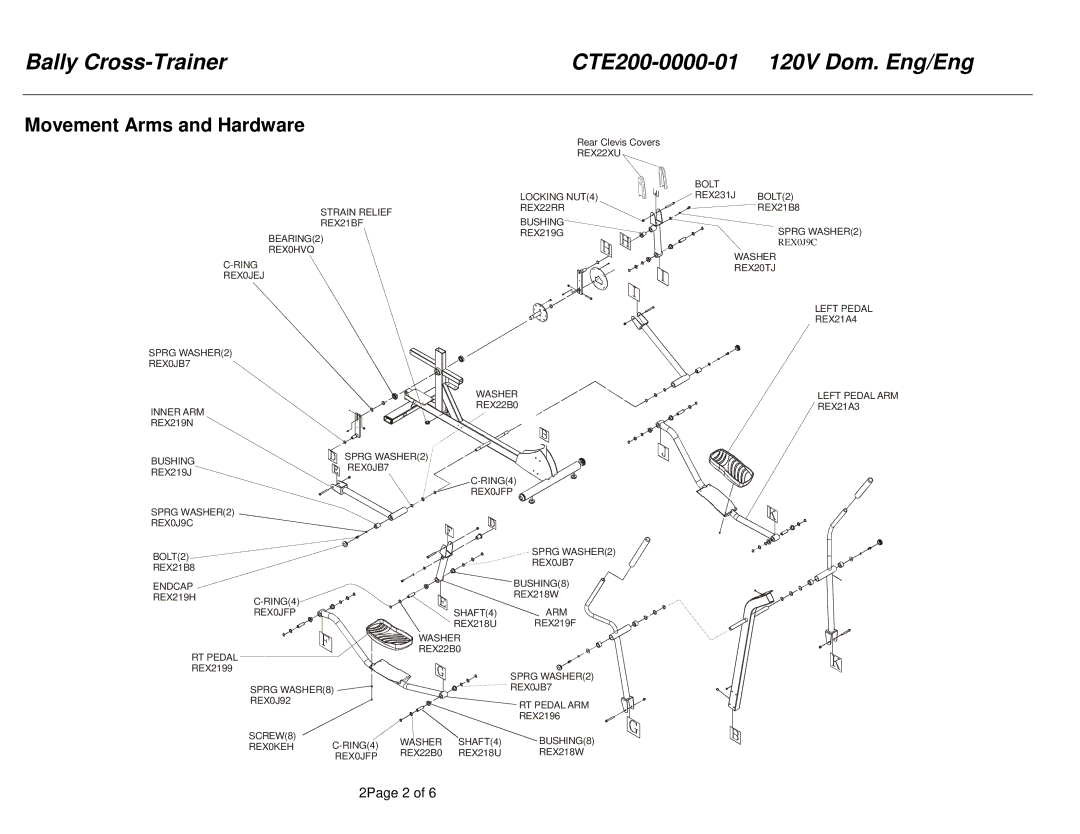 Life Fitness CTE200-0000-01 manual Movement Arms and Hardware 