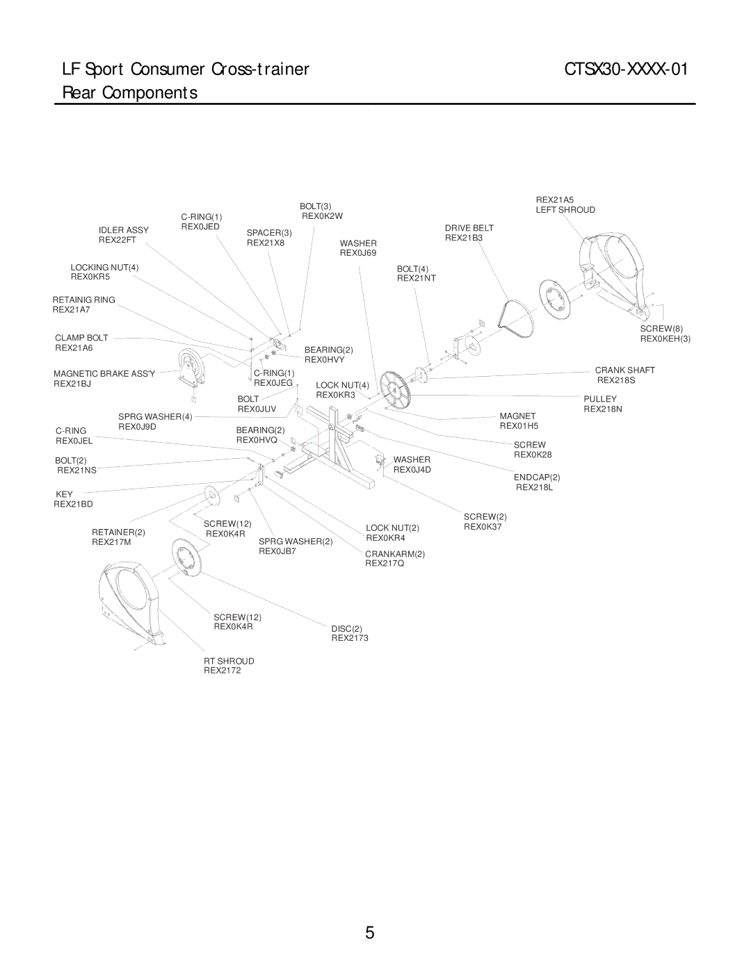 Life Fitness CTSX30-0201-01, CTSX30-0101-01, CTSX30-0102-01, CTSX30-0000-01 manual Rear Components 