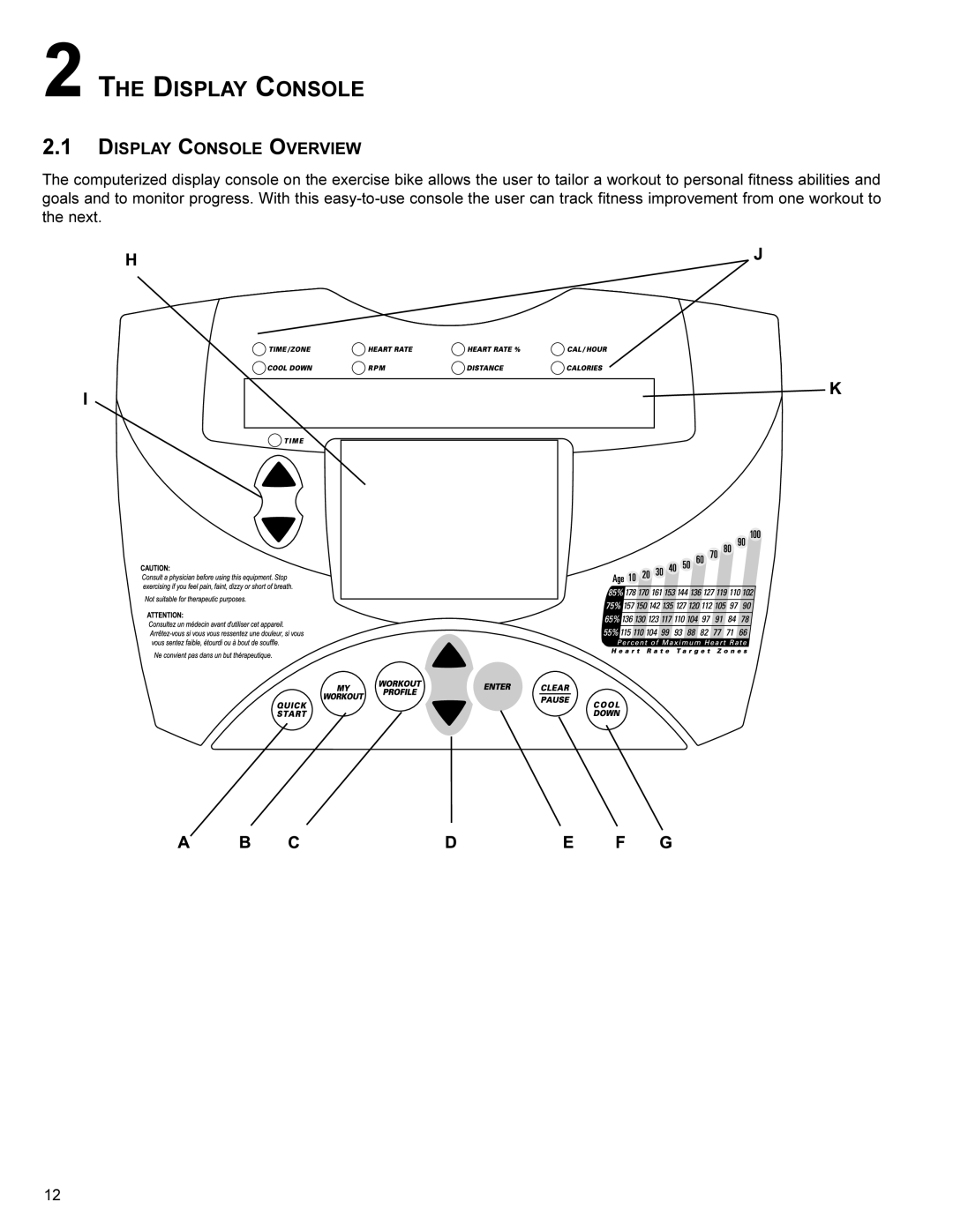 Life Fitness CR300, CU300 user manual Display Console Overview 