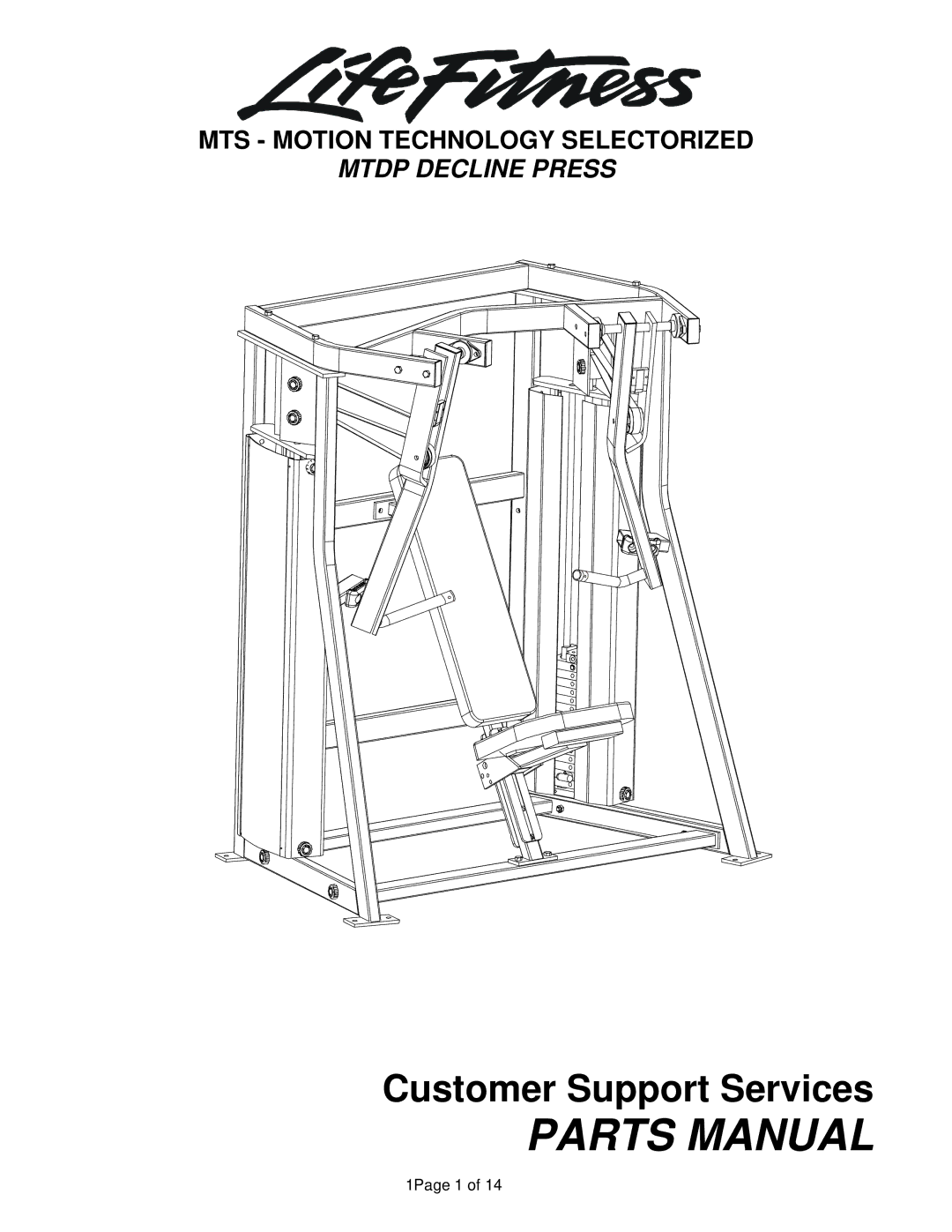 Life Fitness manual MTS Motion Technology Selectorized, Mtdp Decline Press 