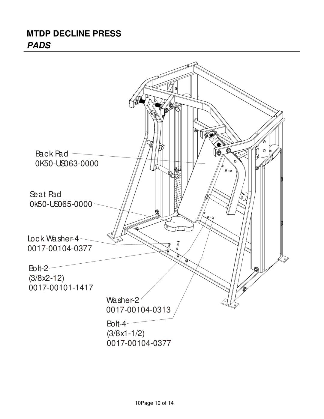 Life Fitness Decline Press manual Pads 