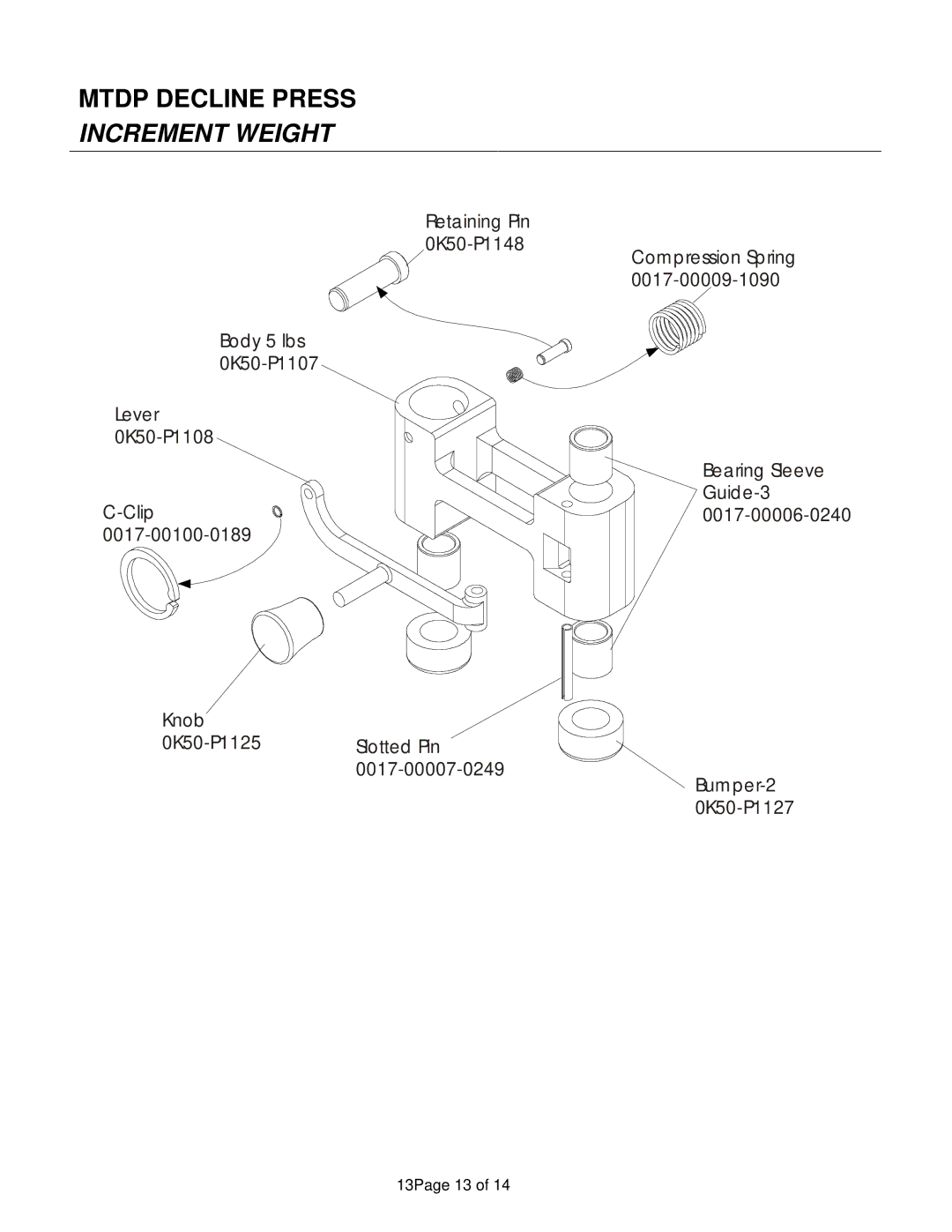 Life Fitness manual Mtdp Decline Press Increment Weight 