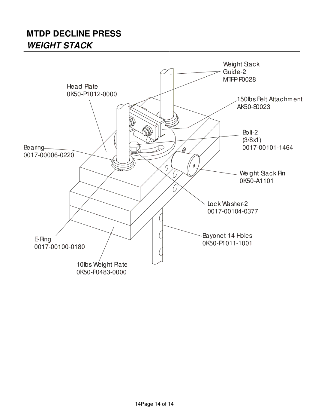 Life Fitness manual Mtdp Decline Press Weight Stack 