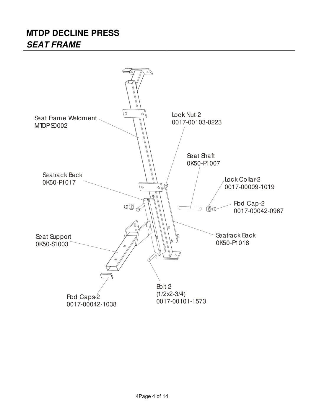 Life Fitness manual Mtdp Decline Press Seat Frame 