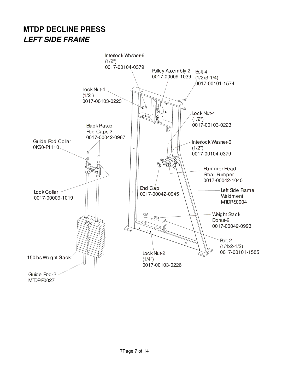 Life Fitness manual Mtdp Decline Press Left Side Frame 