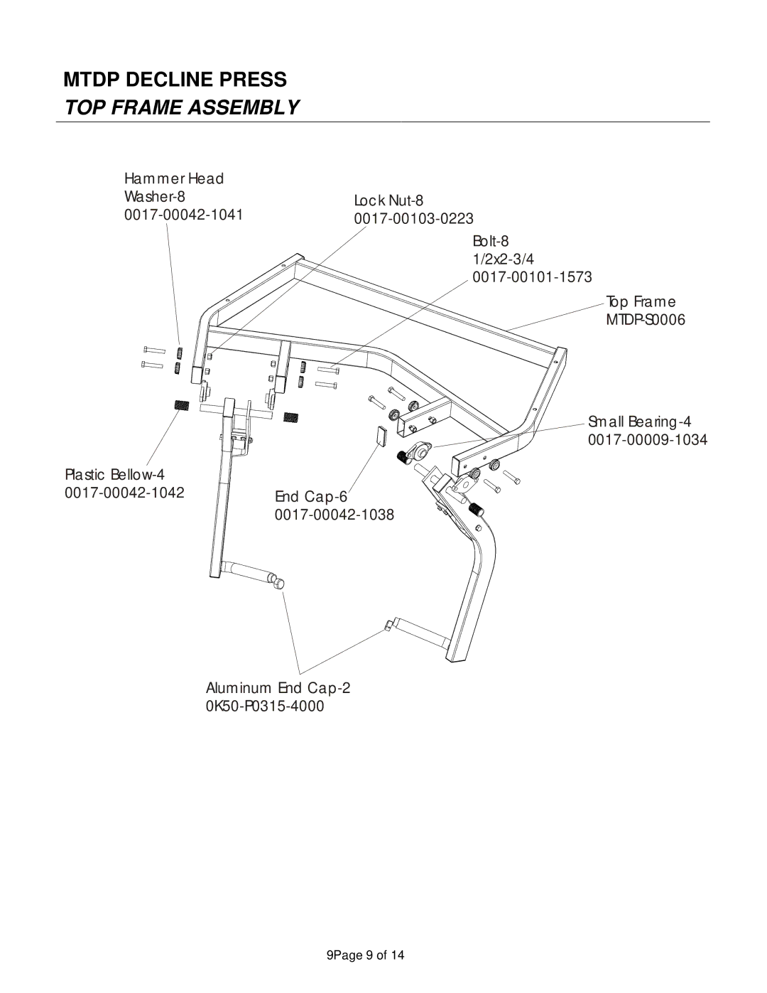 Life Fitness manual Mtdp Decline Press, TOP Frame Assembly 