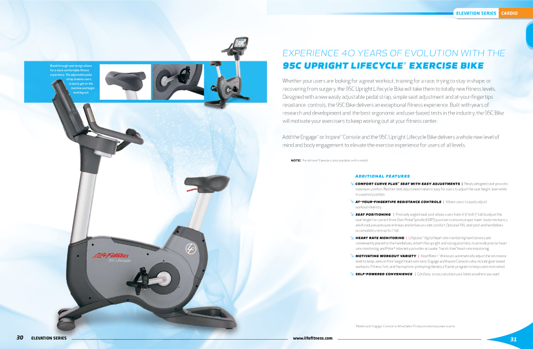 Life Fitness Elevation Series manual Additional Features 