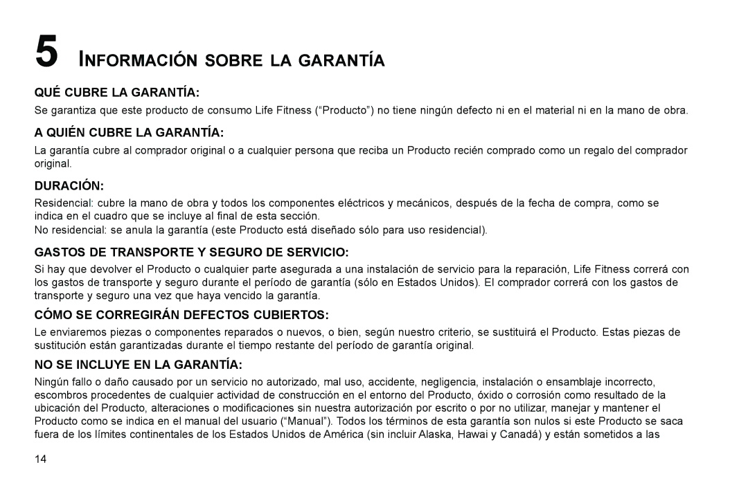 Life Fitness Elliptical Trainer manual Información Sobre LA Garantía, QUÉ Cubre LA Garantía 