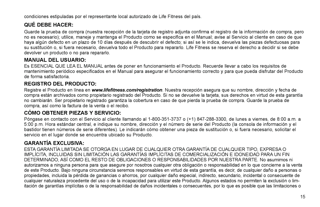 Life Fitness Elliptical Trainer manual QUÉ Debe Hacer 