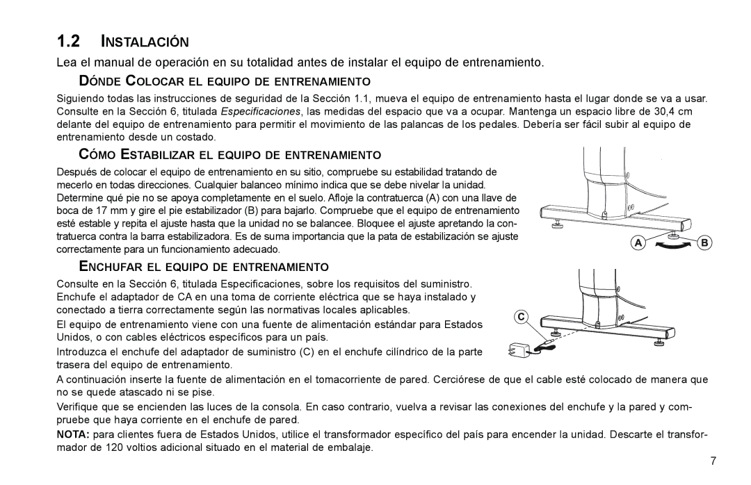 Life Fitness Elliptical Trainer manual Instalación, Dónde Colocar EL Equipo DE Entrenamiento 