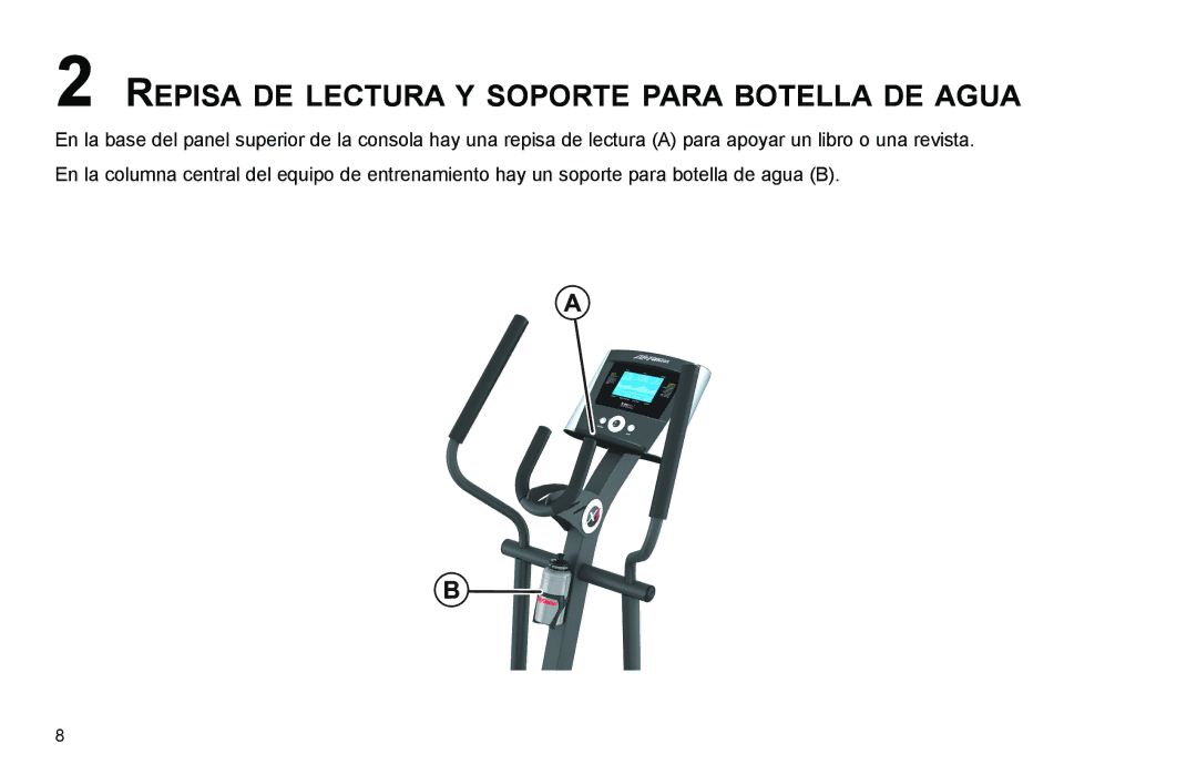 Life Fitness Elliptical Trainer manual Repisa DE Lectura Y Soporte Para Botella DE Agua 