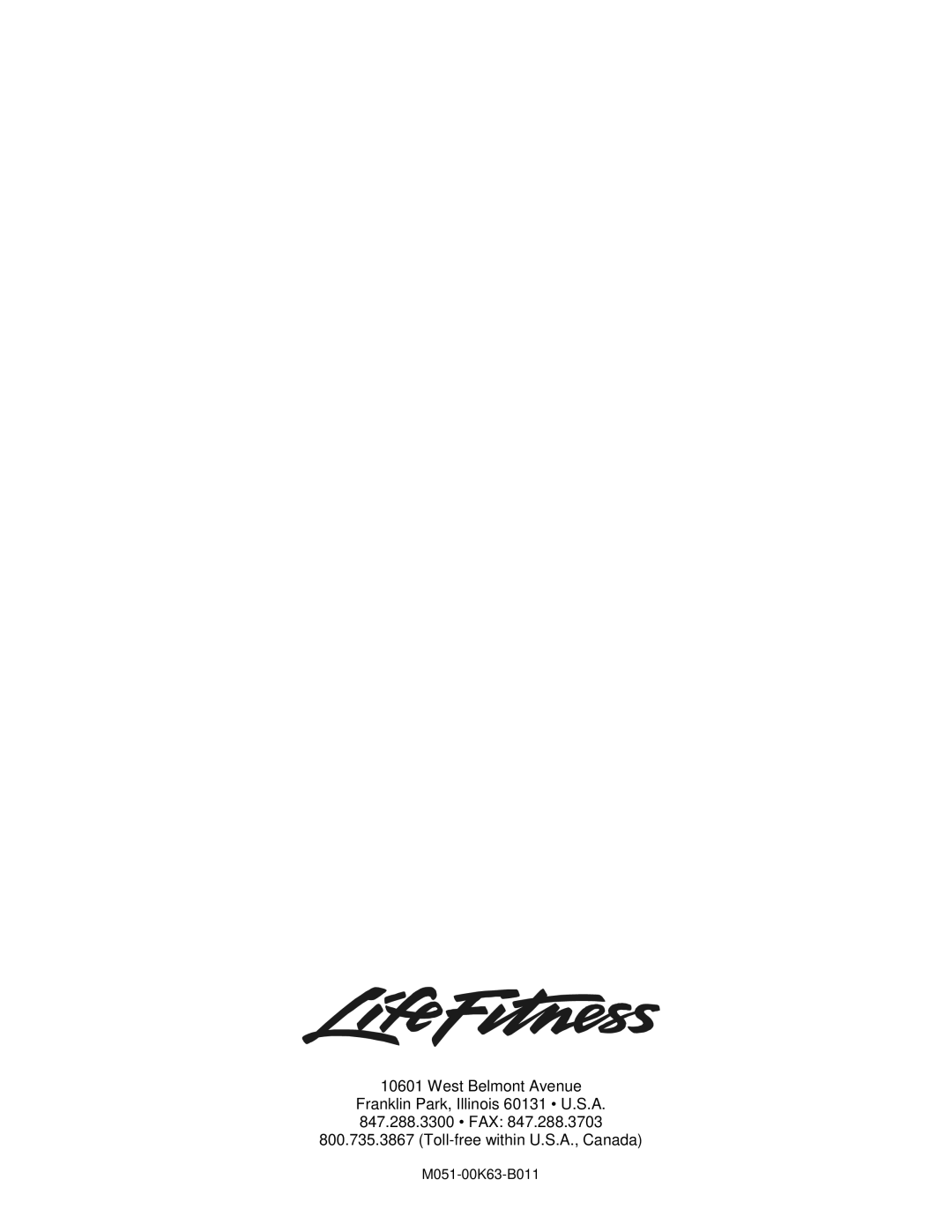 Life Fitness Exercise Bike manual M051-00K63-B011 