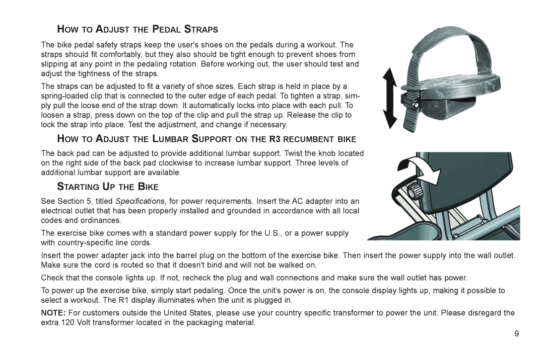 Life Fitness exercise bikes user manual HOW to Adjust the Pedal Straps 