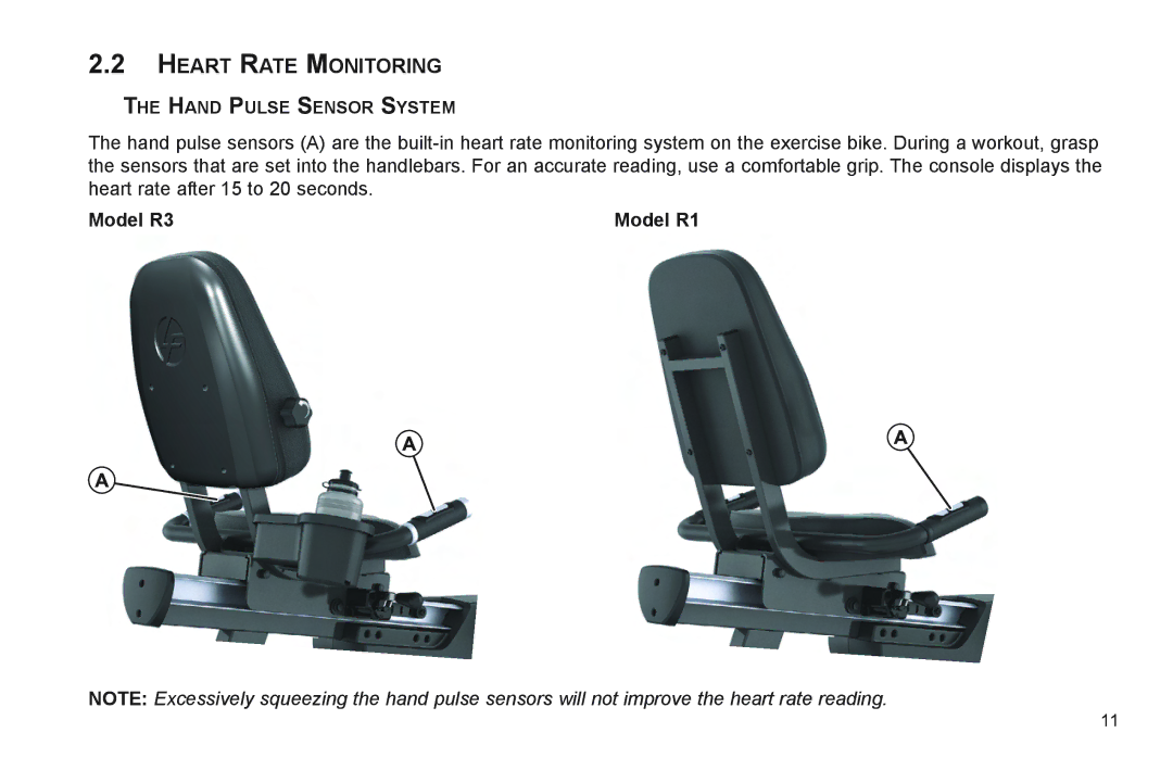 Life Fitness exercise bikes user manual Heart Rate Monitoring 