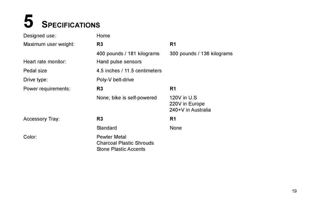 Life Fitness exercise bikes user manual Specifications 