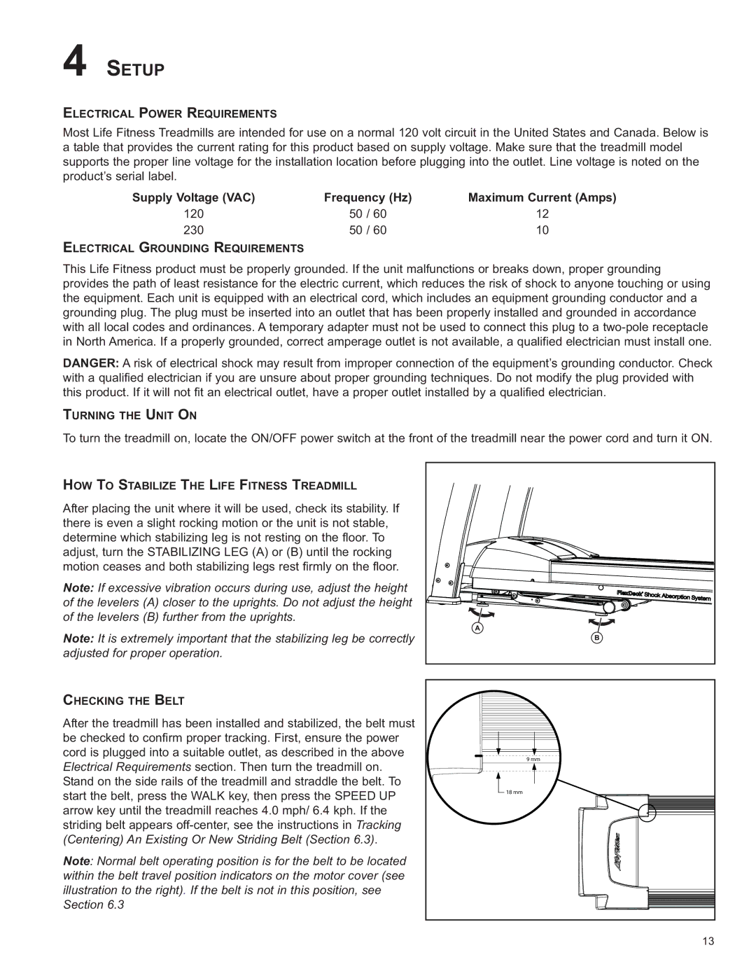 Life Fitness 8972801 REV B-3, F3 owner manual Setup, Frequency Hz 