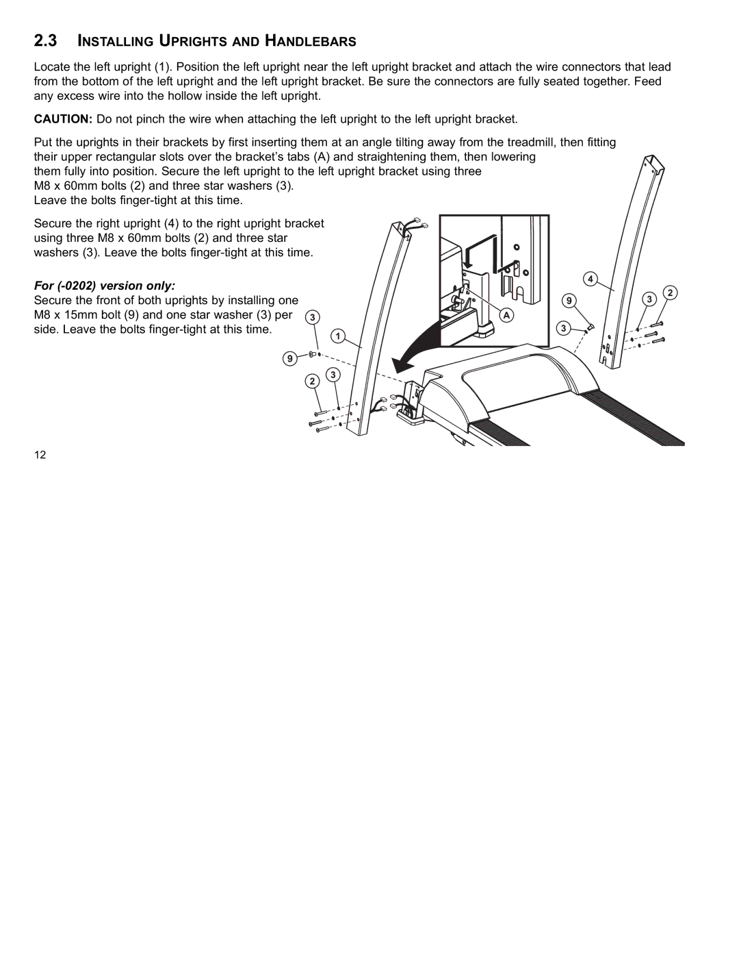 Life Fitness F3 user manual Installing Uprights and Handlebars, For -0202 version only 