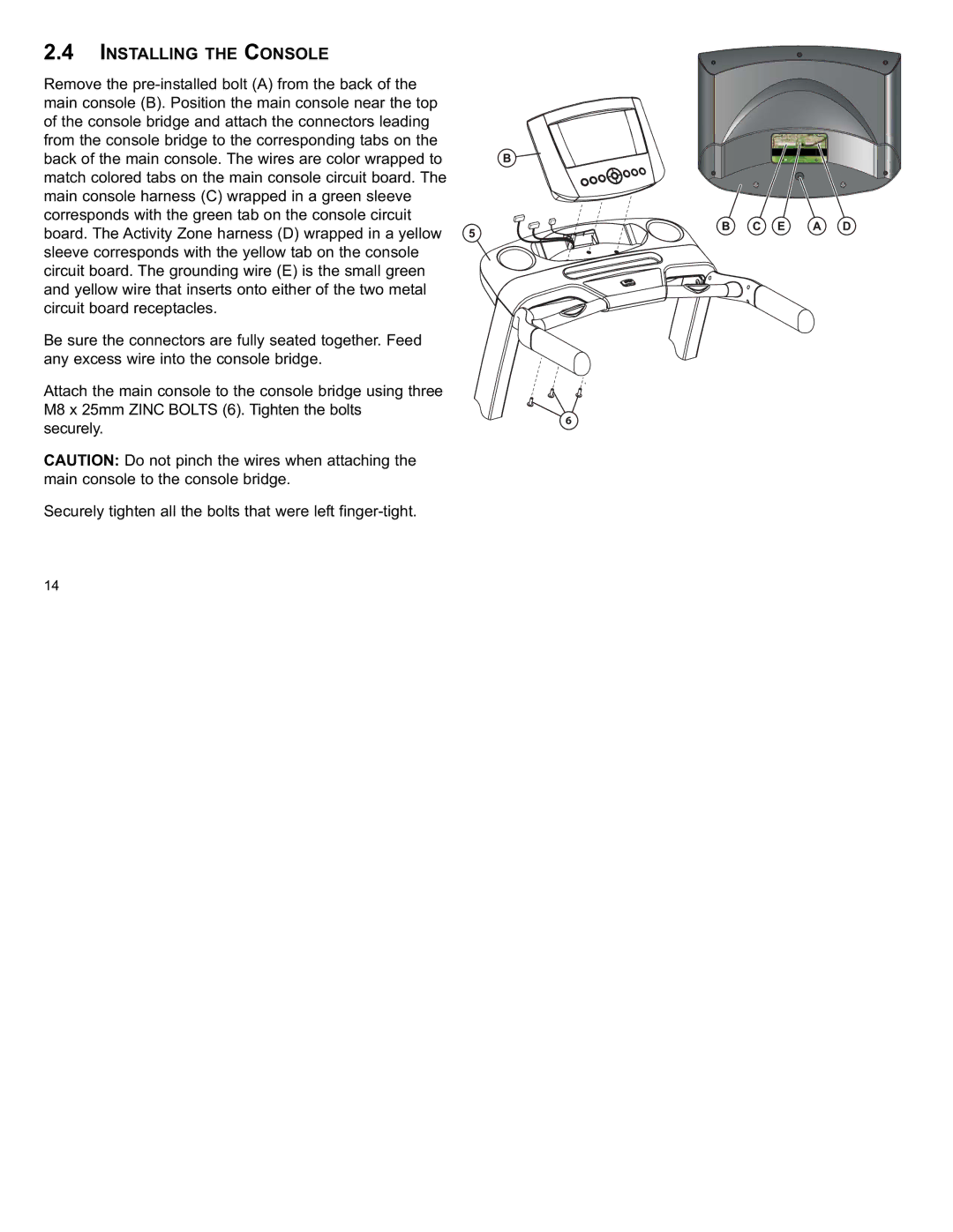 Life Fitness F3 user manual Installing the Console 