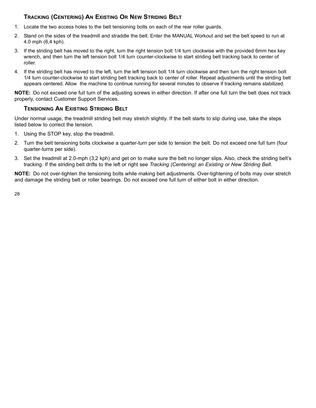 Life Fitness F3 user manual Tracking Centering AN Existing or NEW Striding Belt 