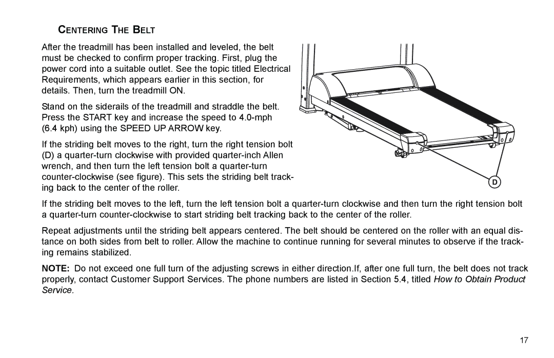 Life Fitness F3 user manual Centering the Belt 