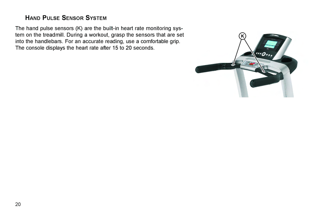 Life Fitness F3 user manual Hand Pulse Sensor System 