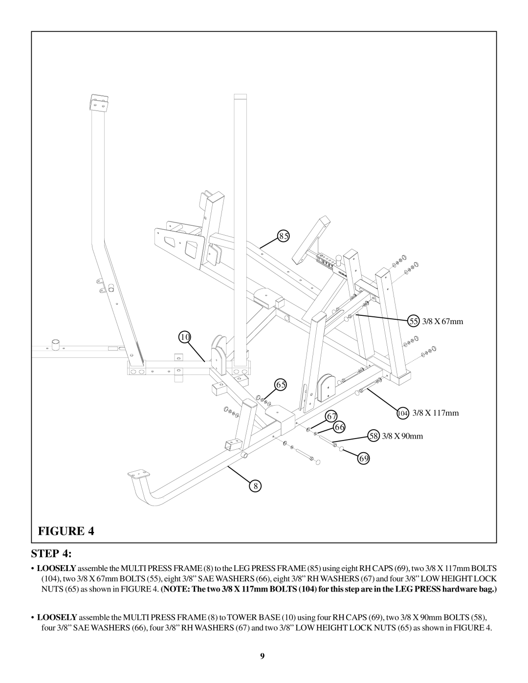 Life Fitness FIT 3 manual 55 3/8 X 67mm 