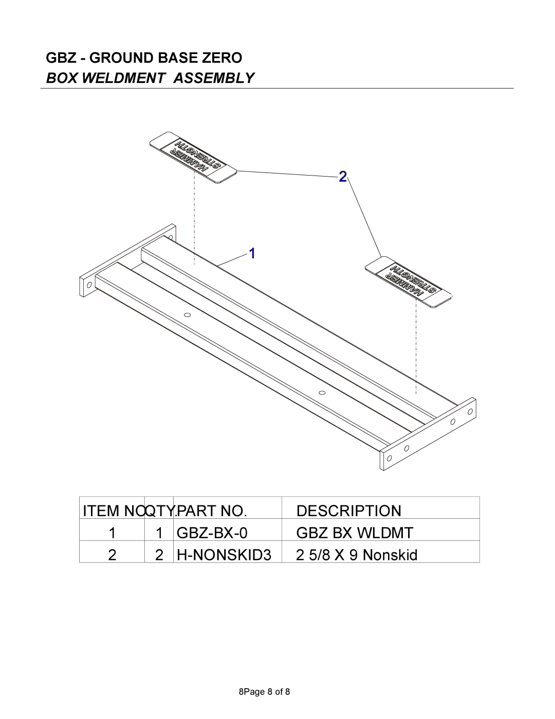 Life Fitness Fitness Equipment manual BOX Weldment Assembly 