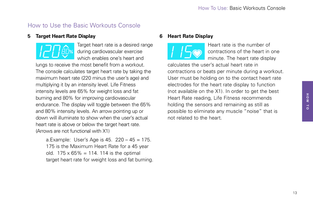 Life Fitness FPO manual Target Heart Rate Display 