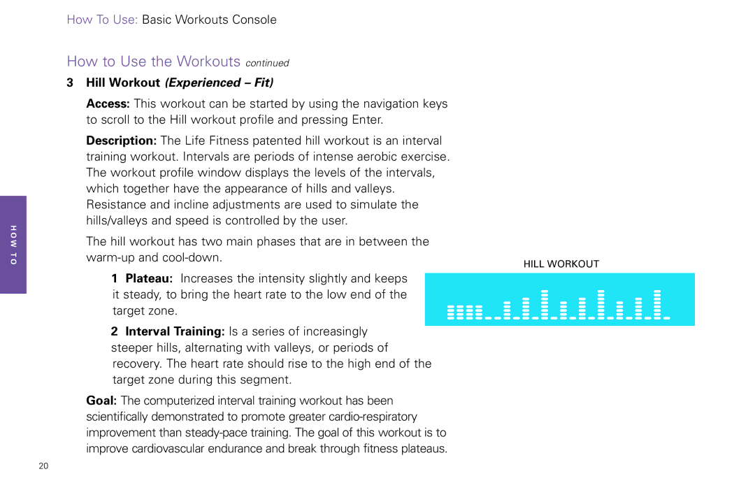 Life Fitness FPO manual Hill Workout Experienced Fit 