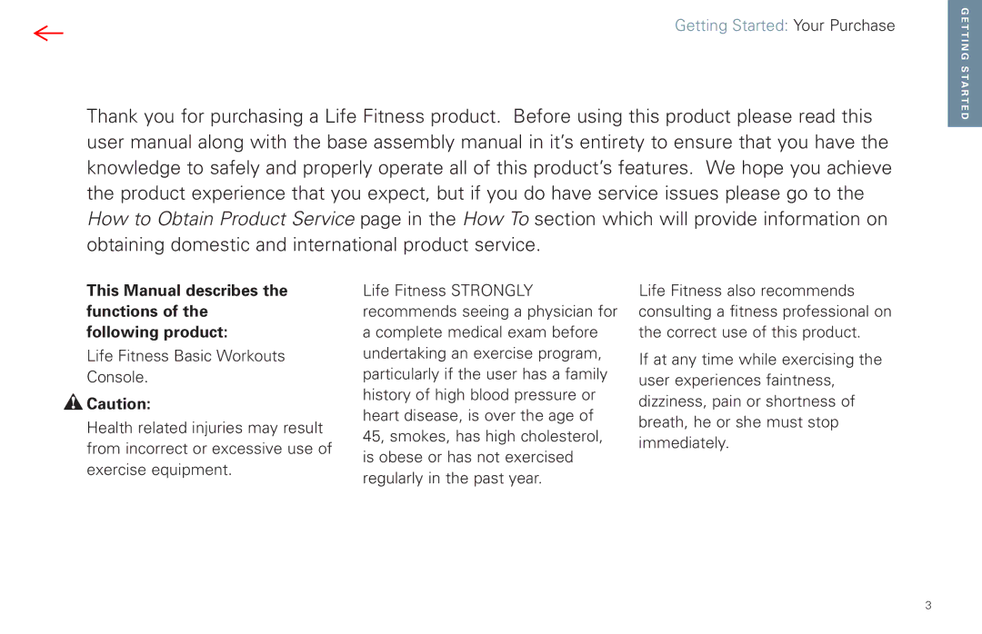 Life Fitness FPO manual This Manual describes the functions of the following product 