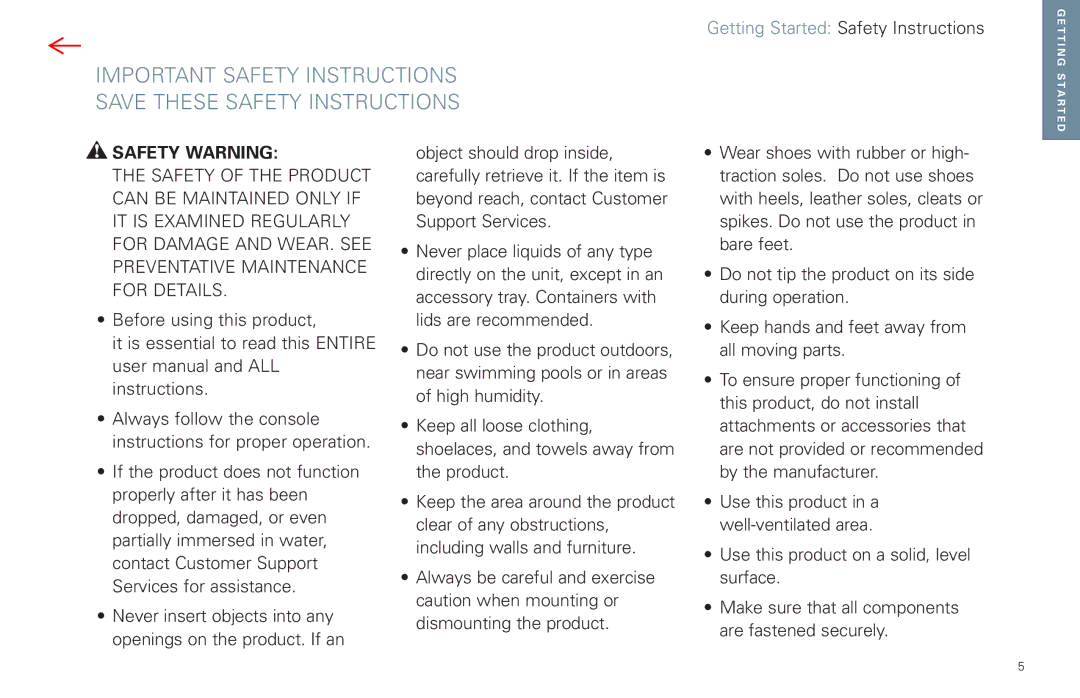 Life Fitness FPO manual Important Safety Instructions Save These Safety Instructions 