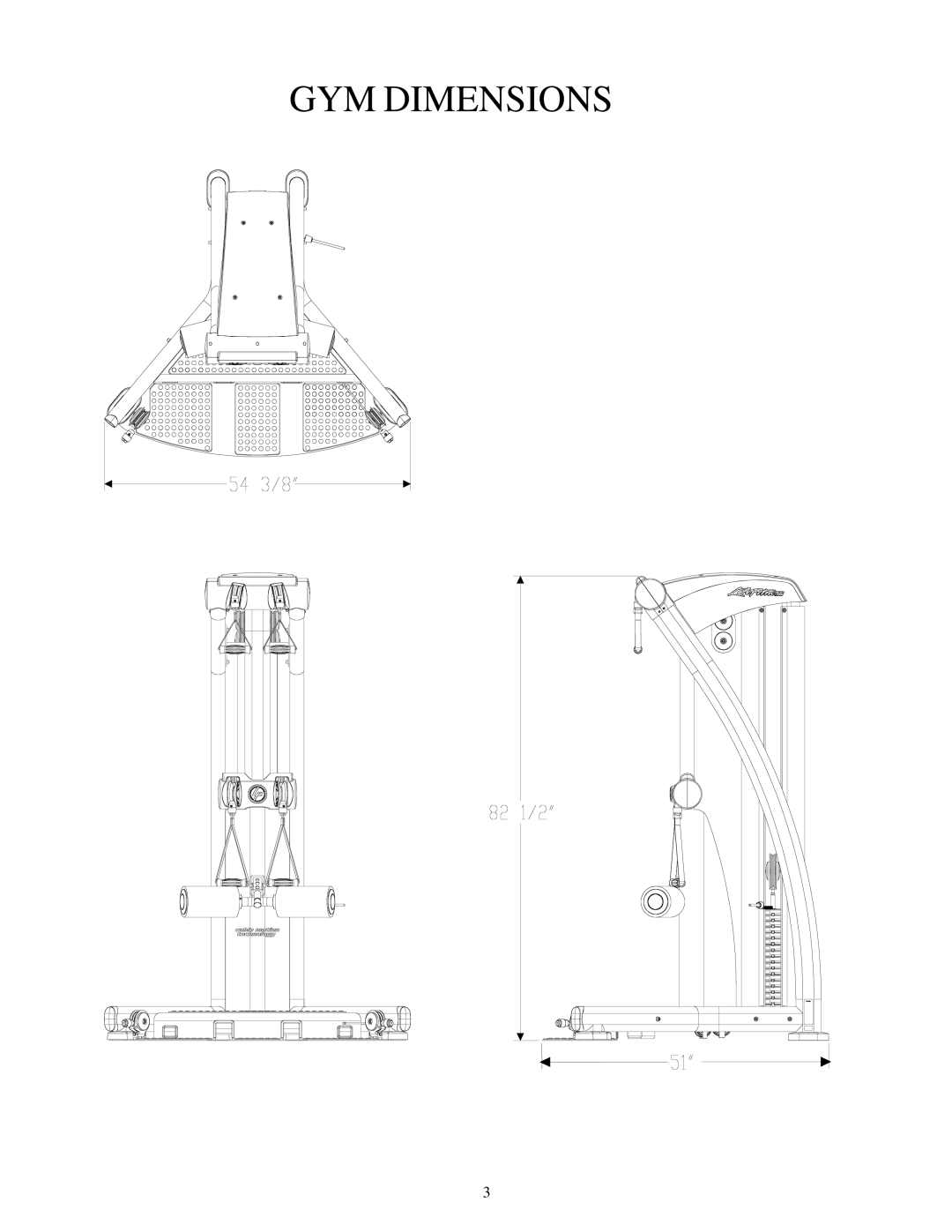 Life Fitness FSFCM1-0102-001 manual GYM Dimensions 