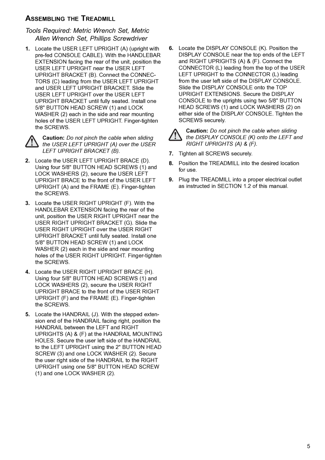 Life Fitness FT4 user manual Assembling the Treadmill 