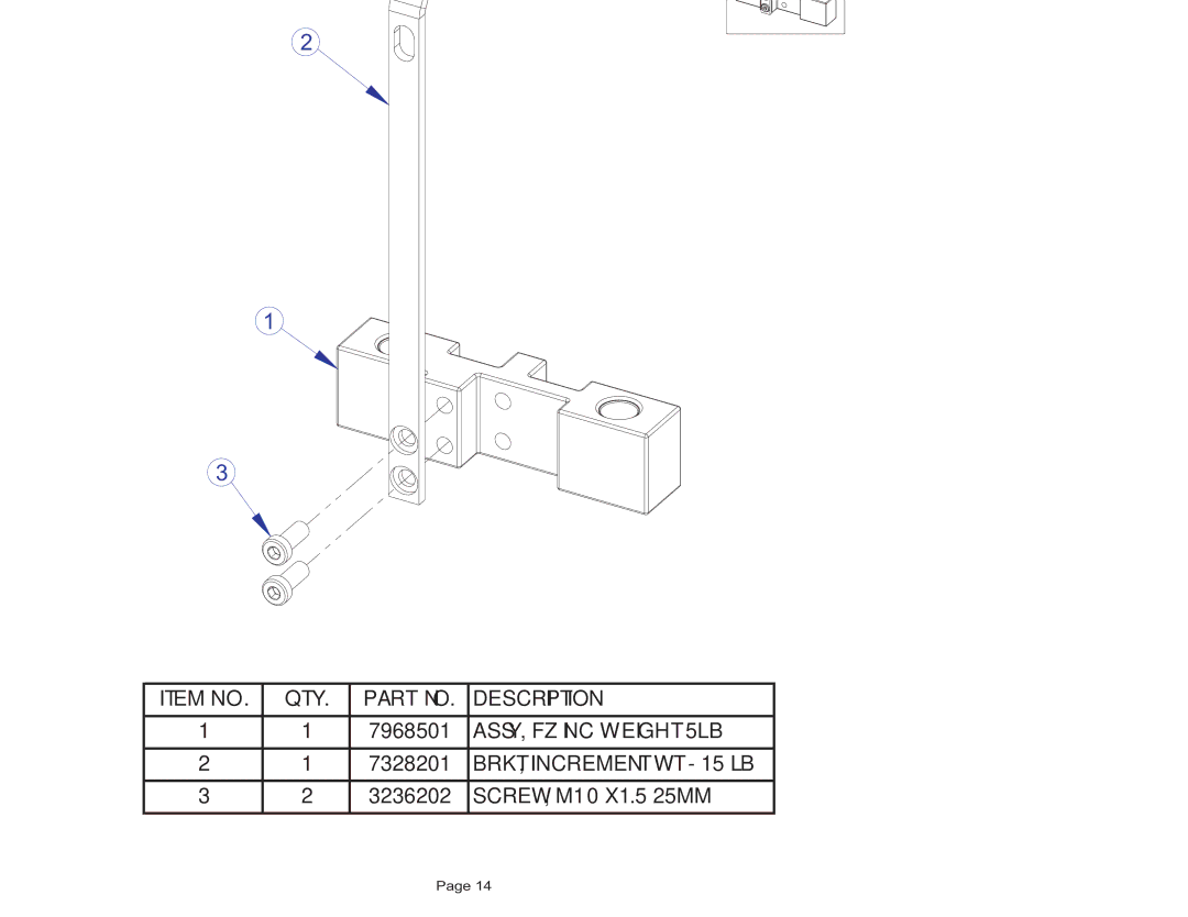 Life Fitness FZCP manual Fzcp Chest Press 15 LB. Increment Weight Assembly 