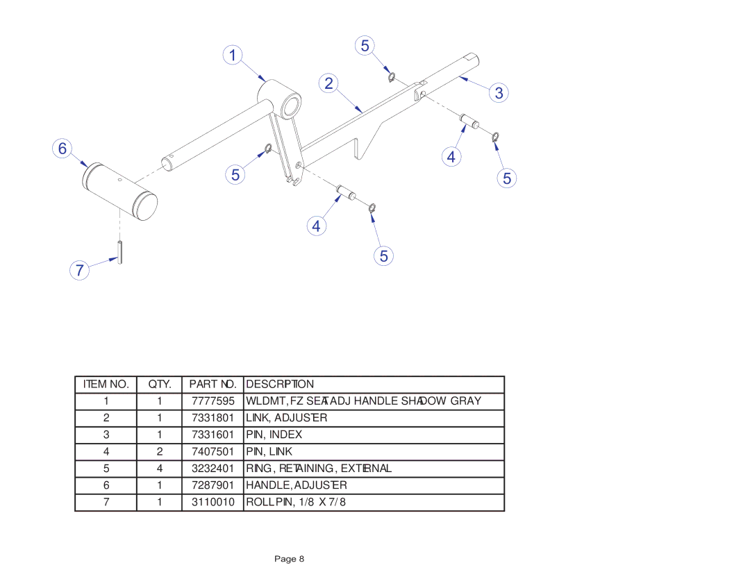 Life Fitness FZCP manual Fzcp Chest Press Adjuster Handle Assembly 