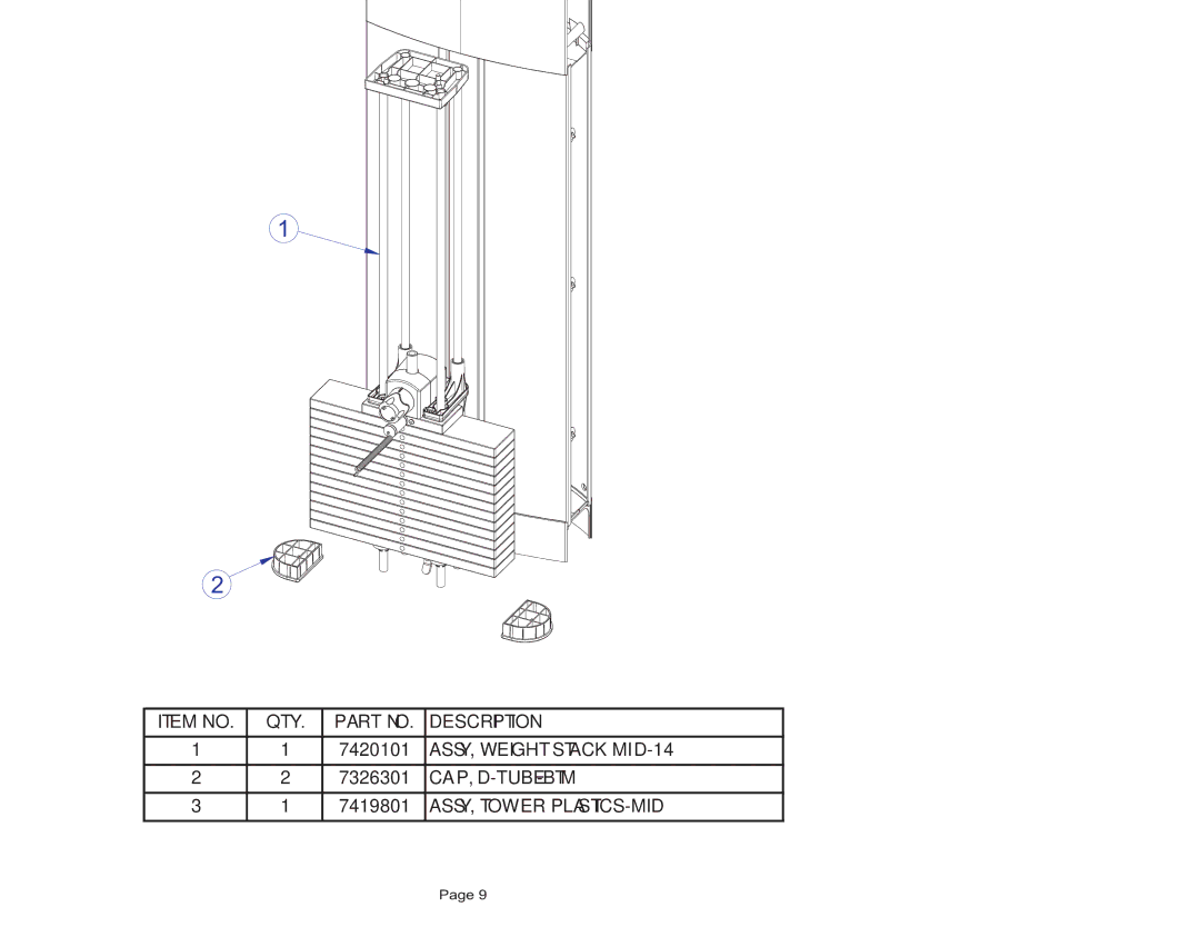 Life Fitness FZCP manual Fzcp Chest Press MID-14 Tower Assembly 