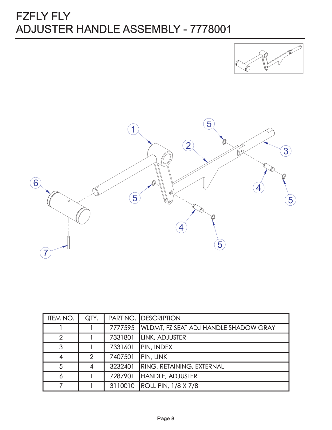 Life Fitness manual Fzfly Fly Adjuster Handle Assembly 
