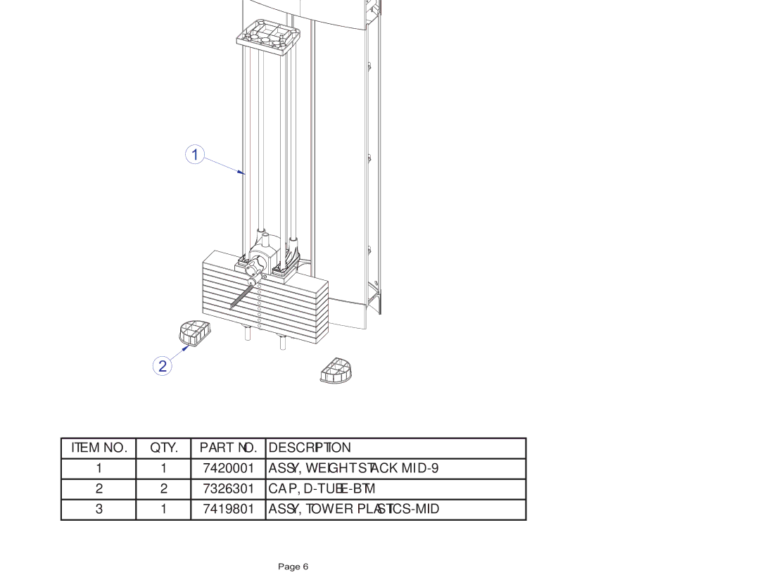 Life Fitness FZGL manual Fzgl Glute MID-9 Tower Assembly 