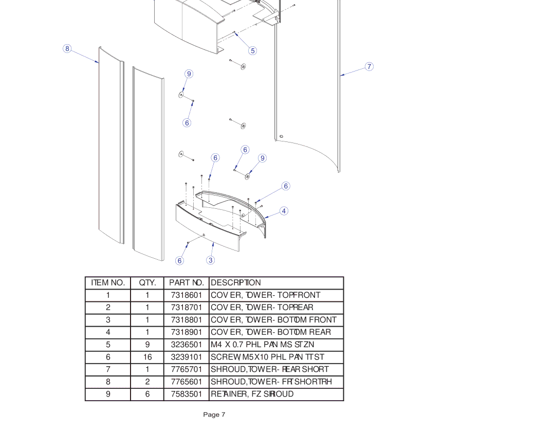 Life Fitness FZGL manual Fzgl Glute Plastic Tower Assembly 