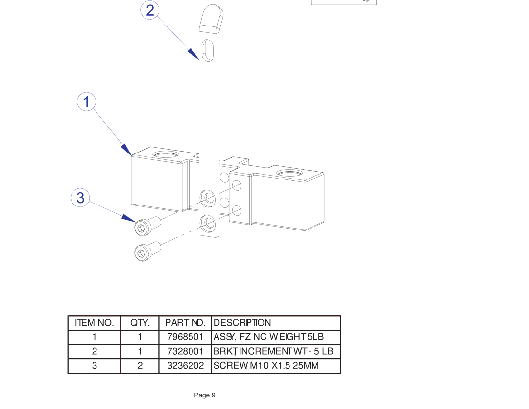 Life Fitness FZGL manual Fzgl Glute LB. Increment Weight Assembly 