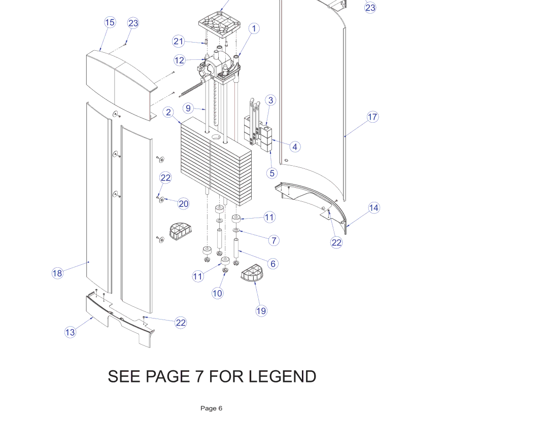 Life Fitness FZHAD manual See page 7 for Legend, Fzhad HIP Adduction MID-14 Tower HAB/HAD Assembly 