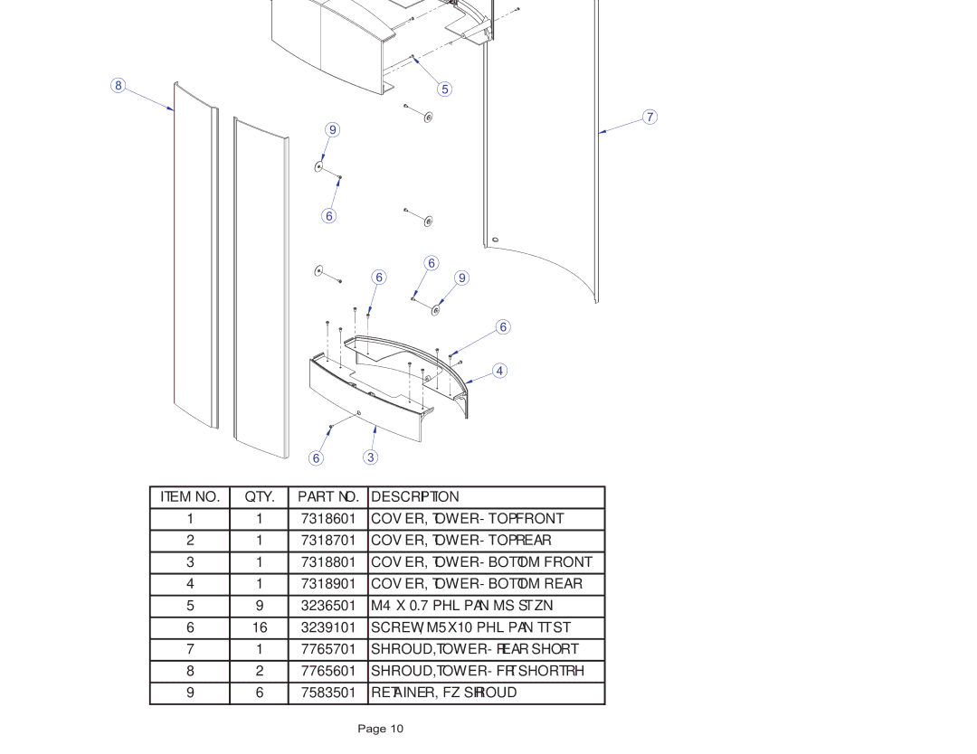 Life Fitness FZPD manual Fzpd Pull Down Plastic Tower Assembly 