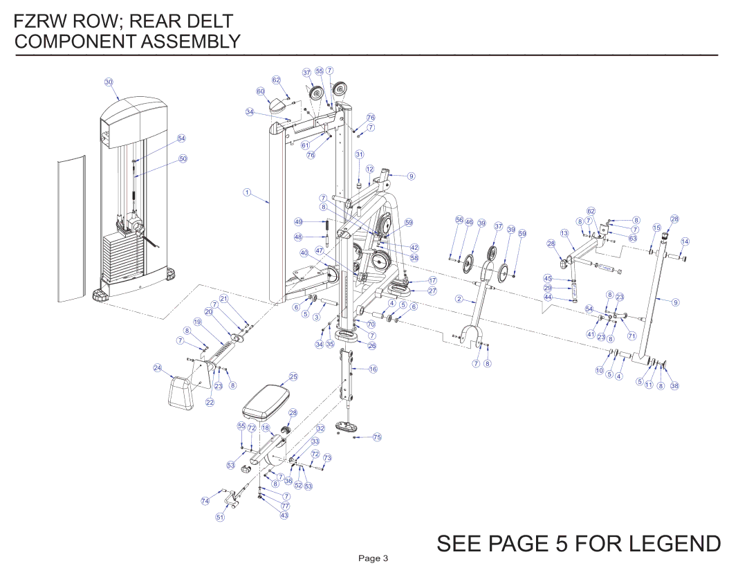 Life Fitness FZRW ROW manual See page 5 for Legend 